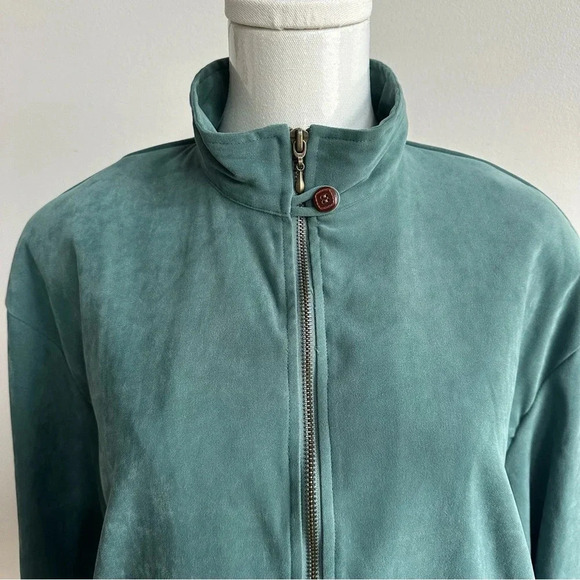 Vintage Y2K Muted Earthy Green Casual‎ Full Zip Casual Bomber Shacket Jacket L - Picture 3 of 12